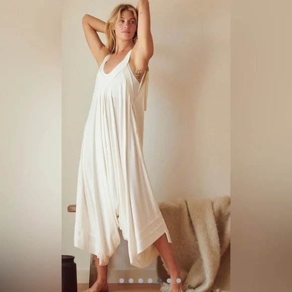 Free People FP Movement Seven Stars Onesie - Flowy Ivory Cream Jumpsuit - Picture 5 of 13